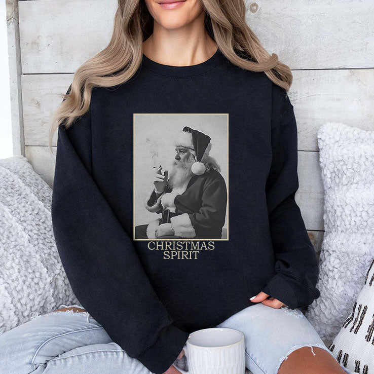Santa Smoking Christmas Spirit T Shirt