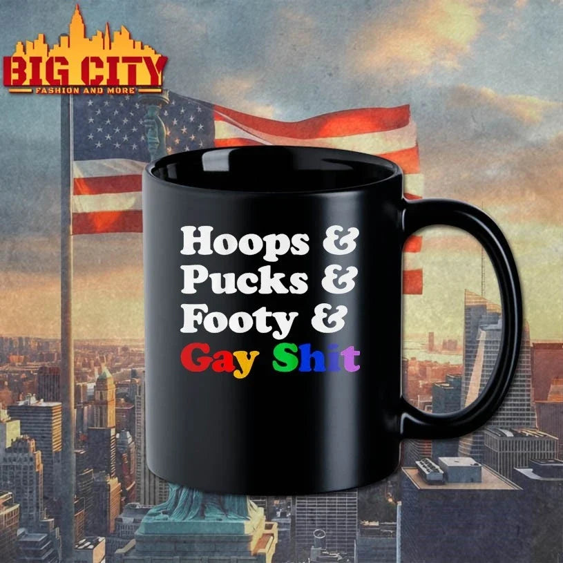 Sarah Spain Hoops &amp; Pucks &amp; Footy &amp; Gay Shit t-shirt