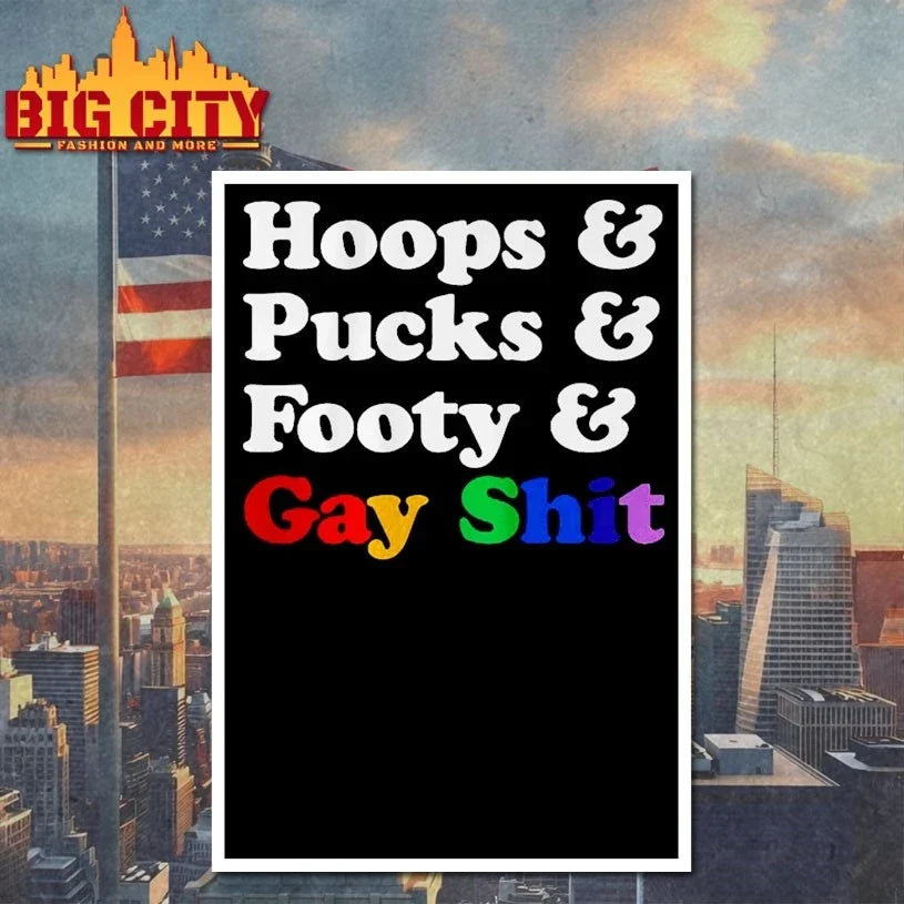 Sarah Spain Hoops &amp; Pucks &amp; Footy &amp; Gay Shit t-shirt