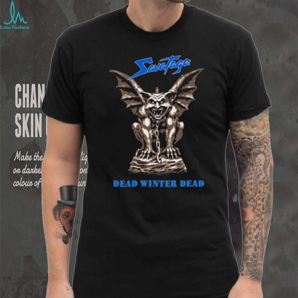 Savatage Dead Winter Dead Chained Gargoyle Blue Logo T Shirt