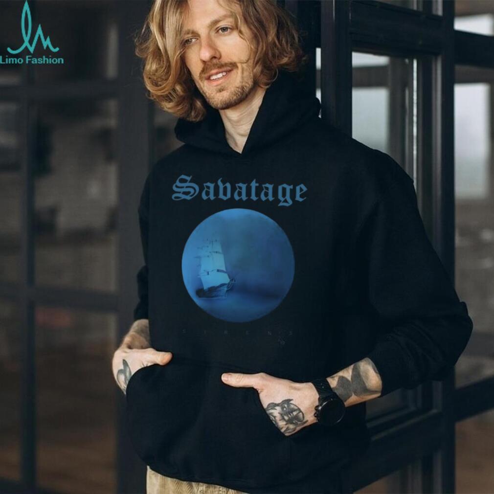 Savatage Sirens Album Cover Ship Graphic Black T Shirt