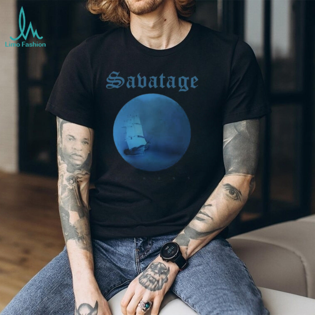 Savatage Sirens Album Cover Ship Graphic Black T Shirt