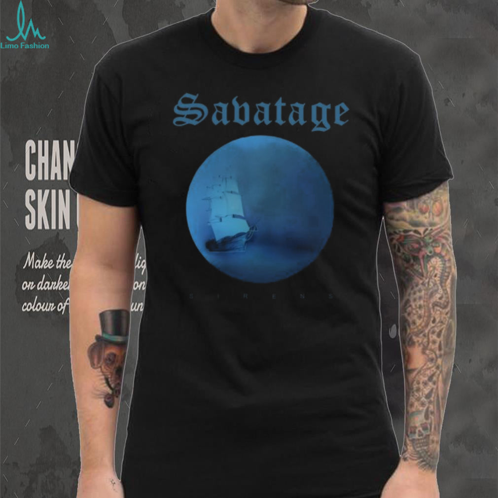 Savatage Sirens Album Cover Ship Graphic Black T Shirt