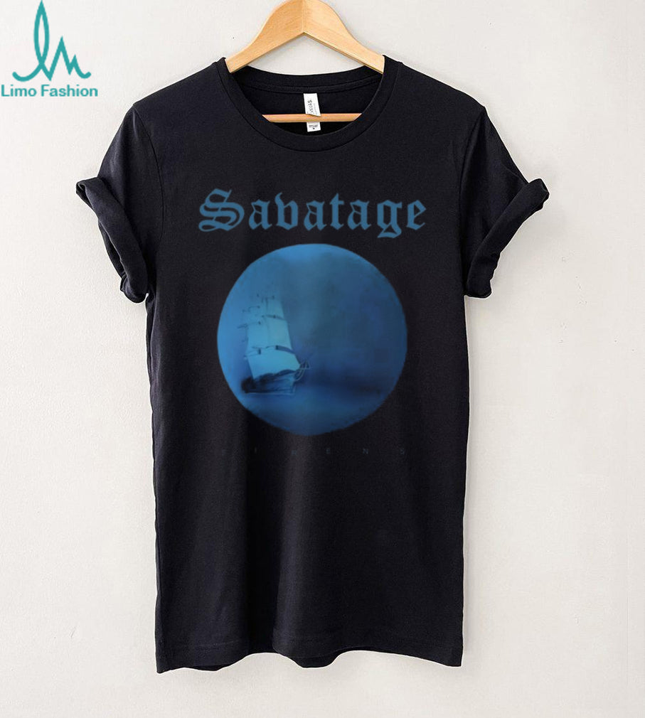 Savatage Sirens Album Cover Ship Graphic Black T Shirt