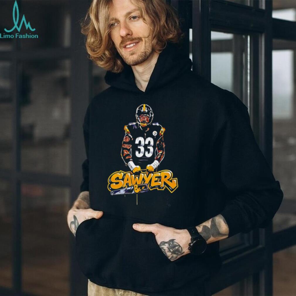 Sawyer Number 33 Football Player Graffiti Chainsaw T Shirt