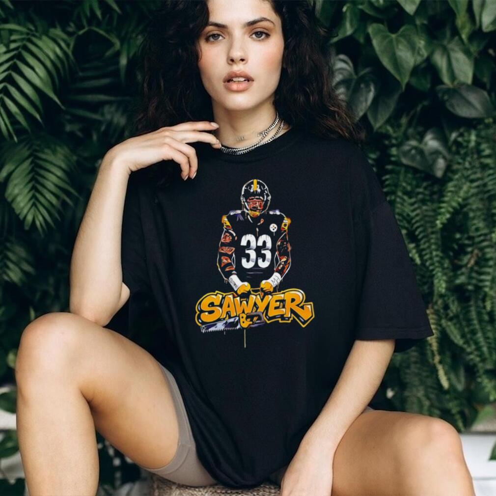 Sawyer Number 33 Football Player Graffiti Chainsaw T Shirt