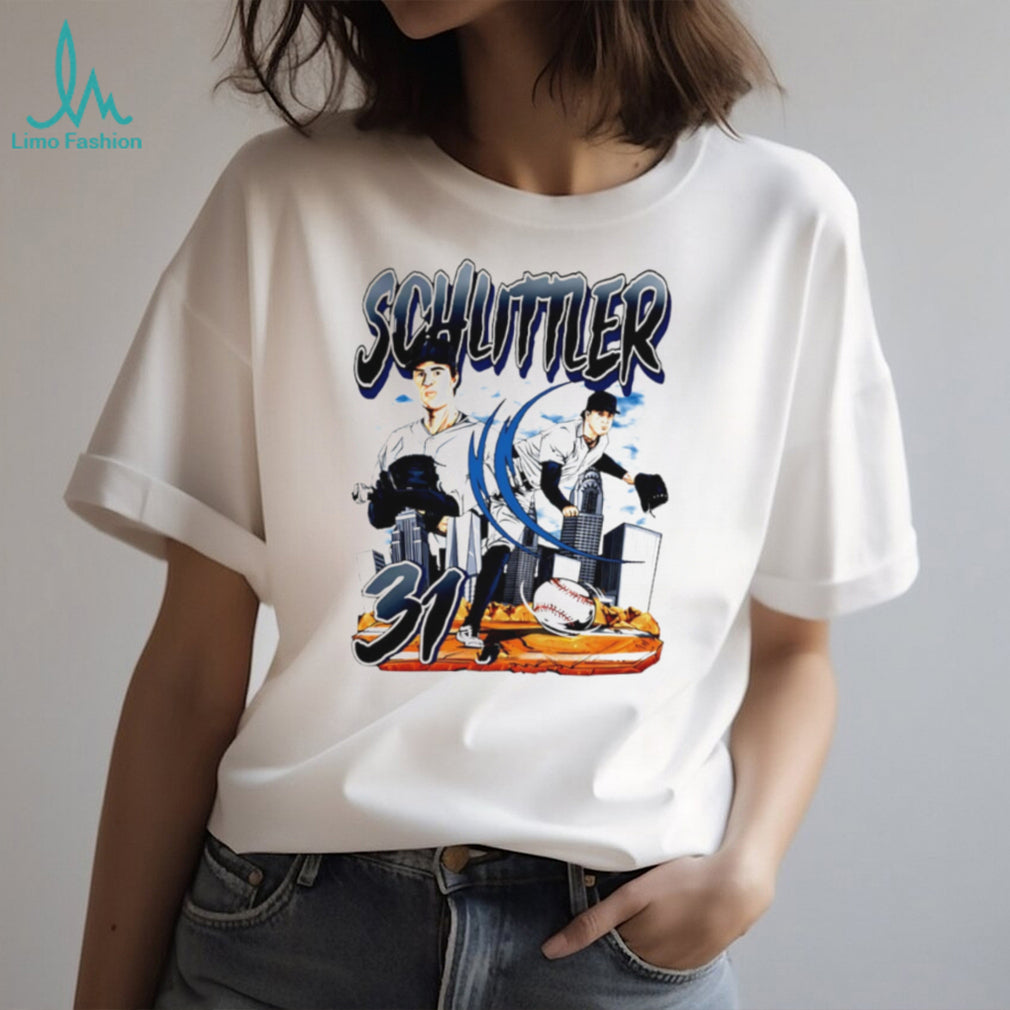 Schuttler 31 Baseball Pitcher City Skyline Vintage Sports Style Fan Apparel Gift for Baseball Fans T Shirt