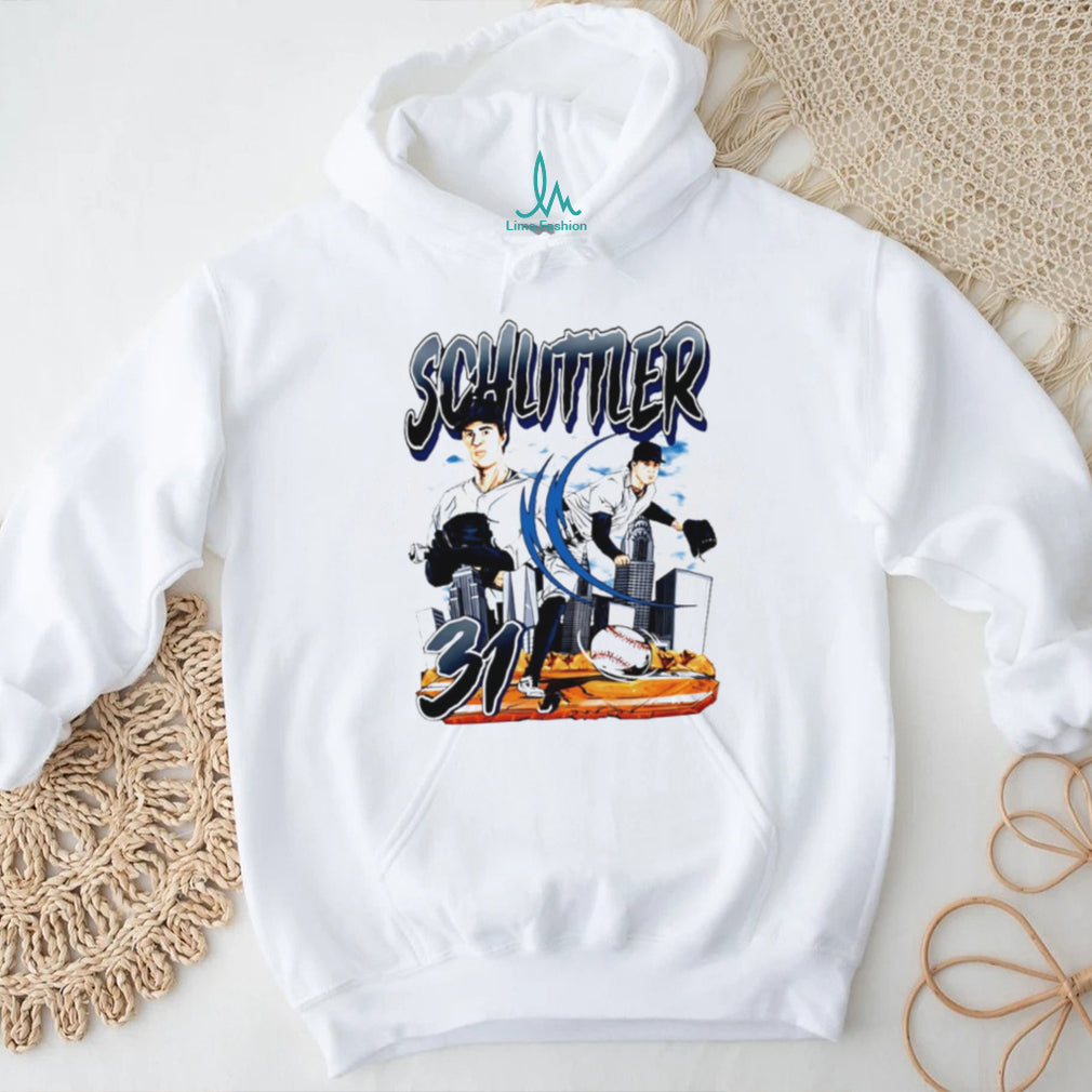 Schuttler 31 Baseball Pitcher City Skyline Vintage Sports Style Fan Apparel Gift for Baseball Fans T Shirt