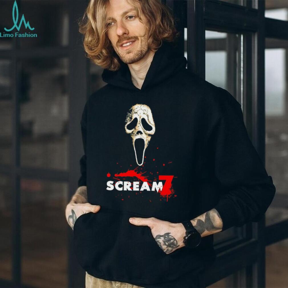 Scream 7 Ghostface Horror Movie Blood Splatter Graphic Tee