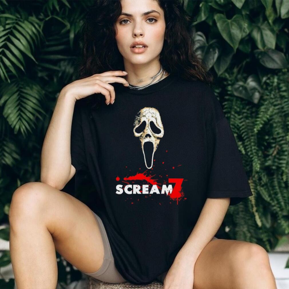 Scream 7 Ghostface Horror Movie Blood Splatter Graphic Tee
