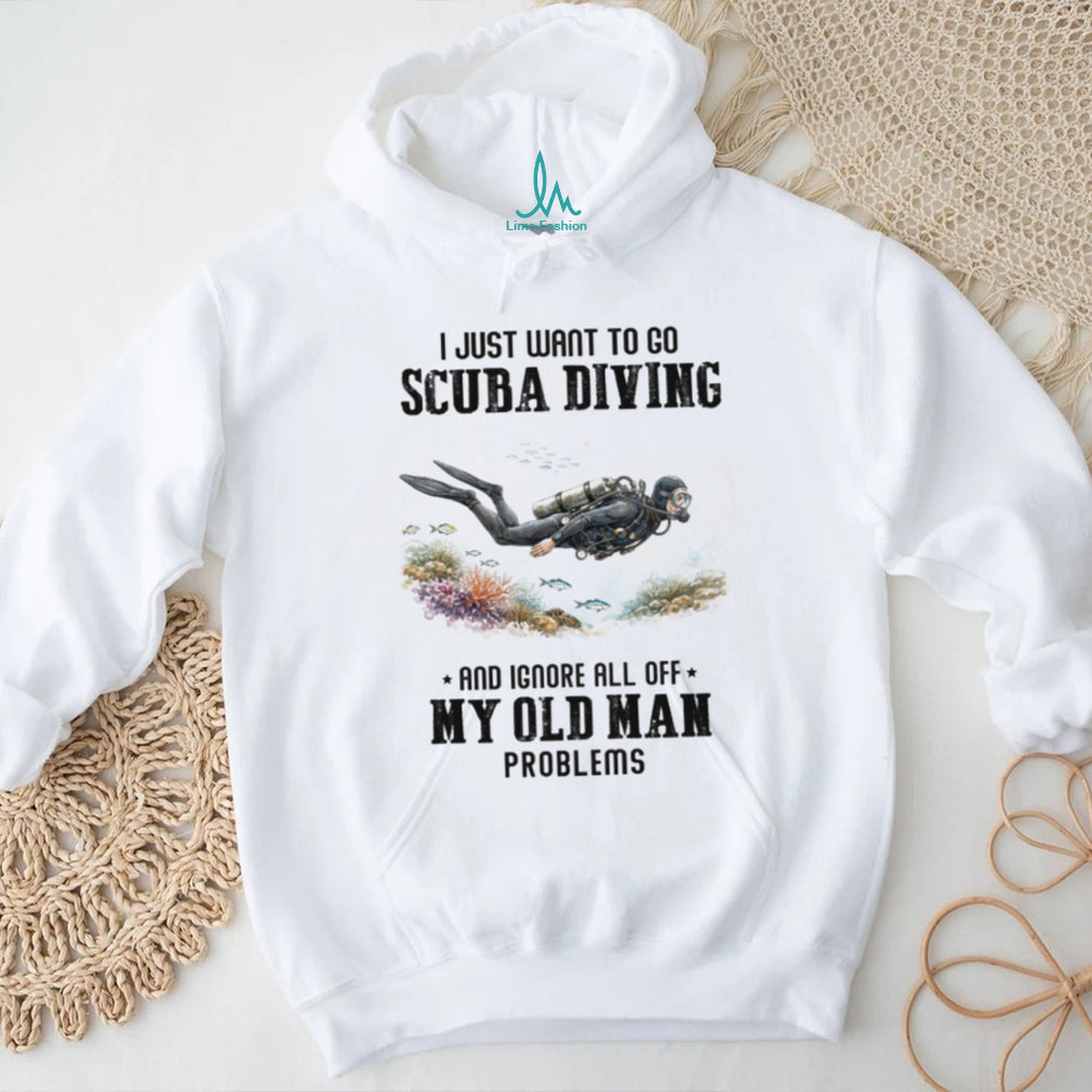 Scuba Diving Old Man Problems Graphic T shirt Underwater Hobbyist Watercolor Shirt