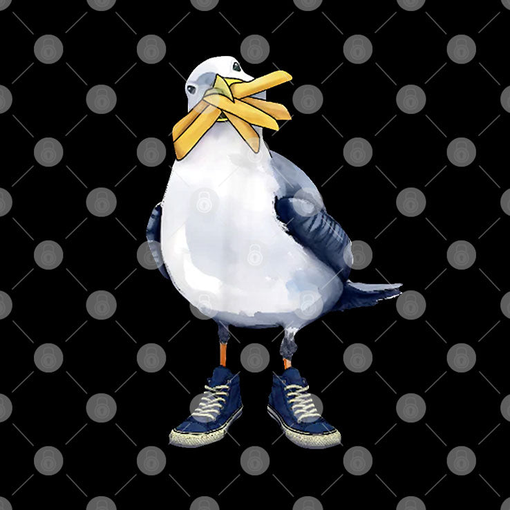 Seagull With Fries And Sneakers Fun T Shirt