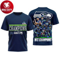 Seahawks 2025 NFC Champions Team Roster Graphic Two Sided Shirt