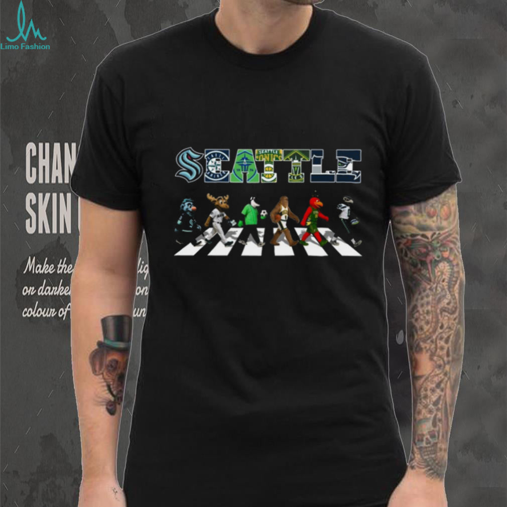 Seattle City of Champions Mascots Walking Abbey Road T Shirt