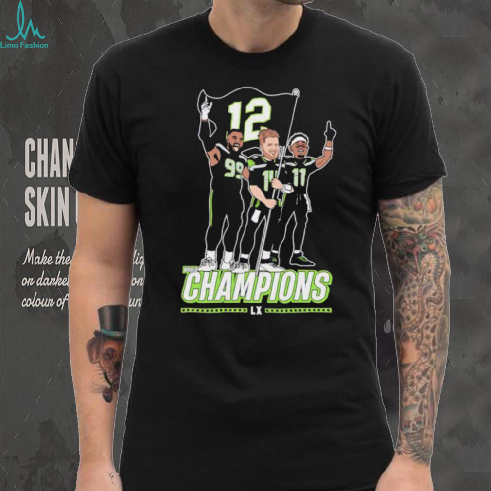 Seattle Football World Champions 12th Man Trio Cartoon Shirt