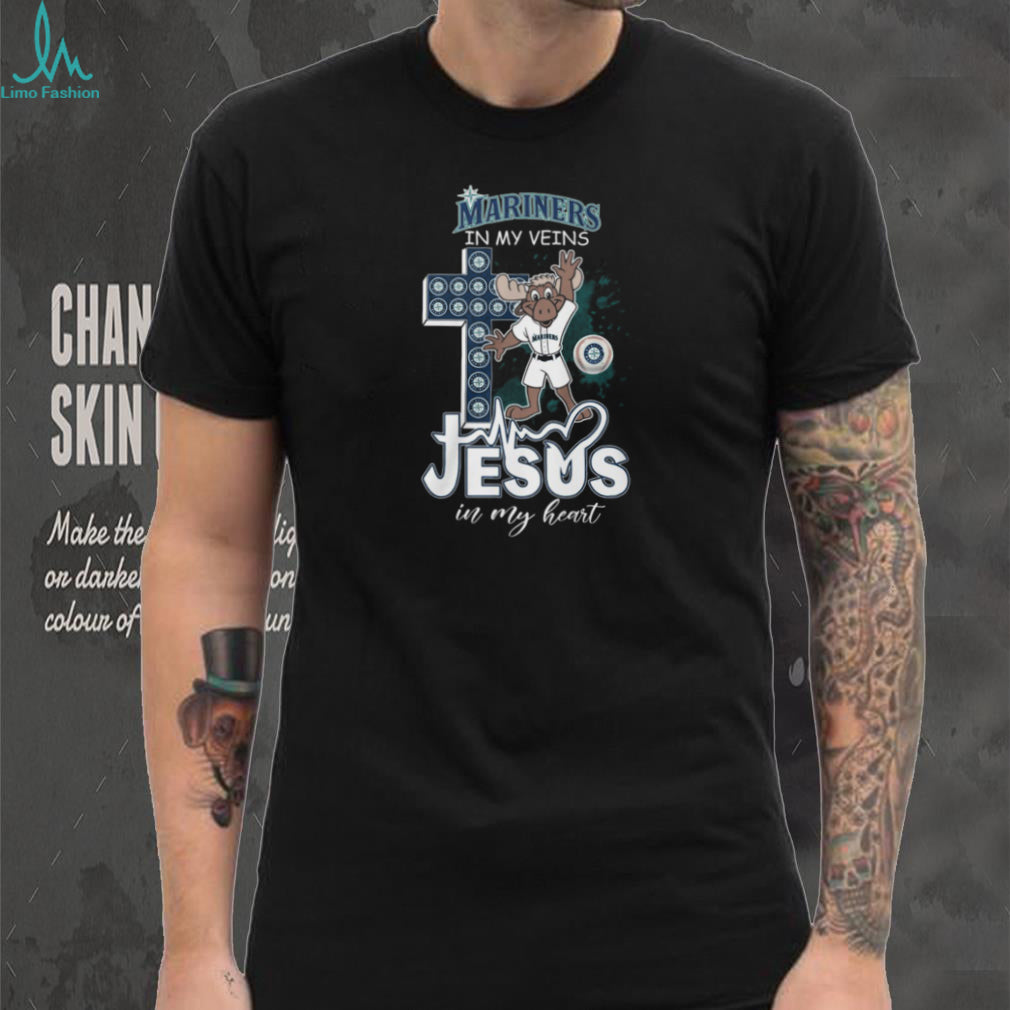 Seattle Mariners MLB Moose Mascot Jesus In My Heart Religious Baseball T Shirt