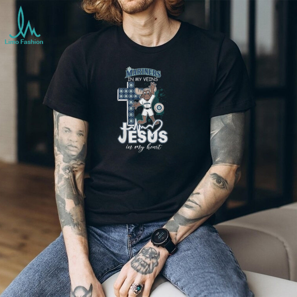 Seattle Mariners MLB Moose Mascot Jesus In My Heart Religious Baseball T Shirt