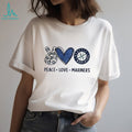 Seattle Mariners Peace Love Mariners Blue Compass Logo T Shirt