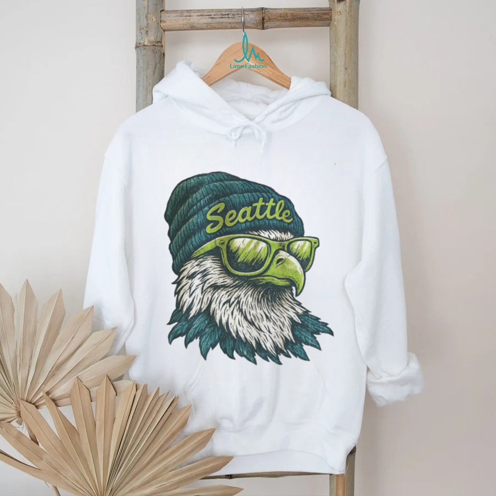 Seattle Osprey Eagle with Sunglasses and Beanie Vintage Style T Shirt