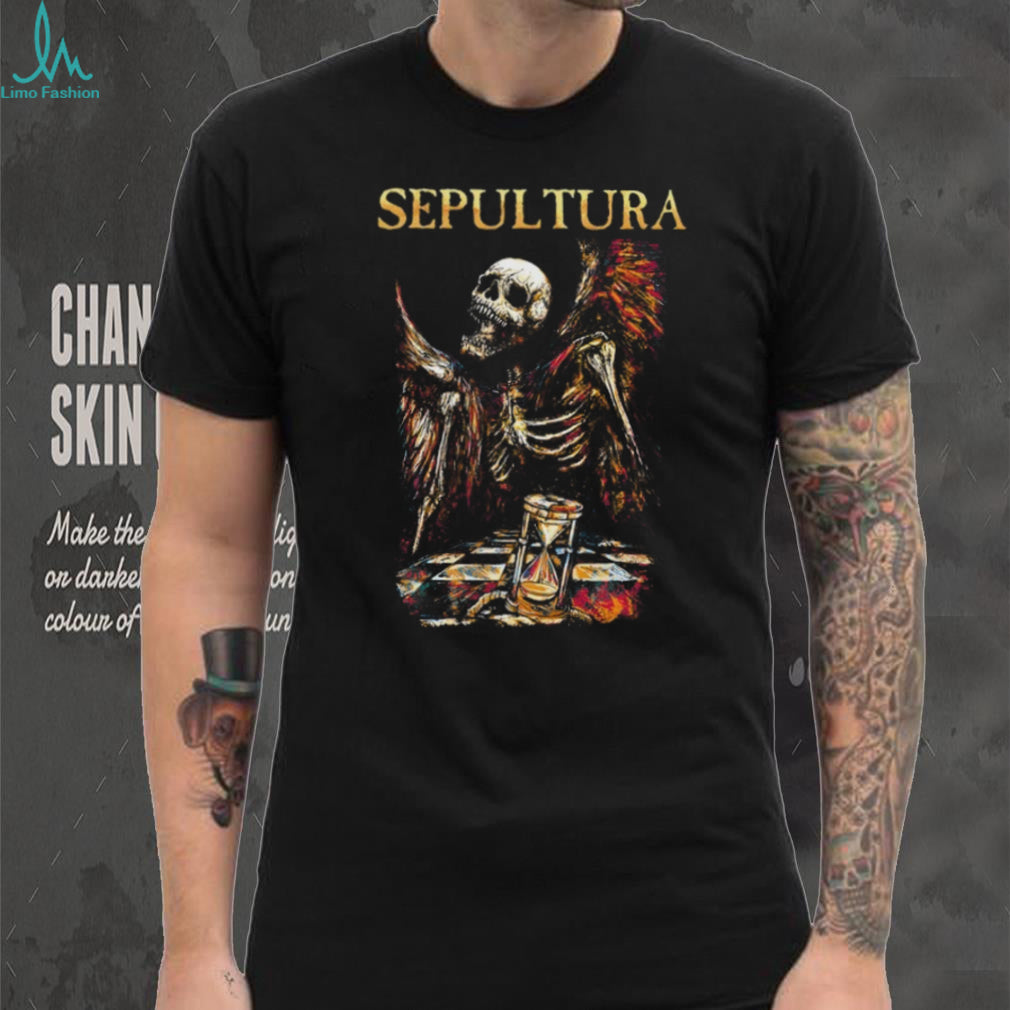 Sepultura Skeleton Angel Hourglass Chessboard Death Metal T Shirt