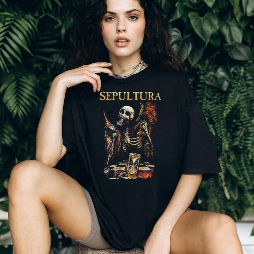 Sepultura Skeleton Angel Hourglass Chessboard Death Metal T Shirt