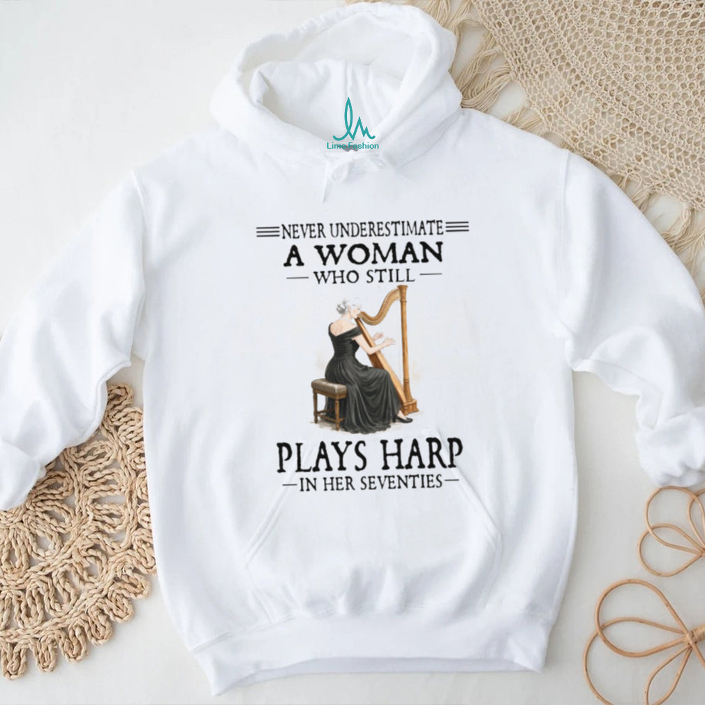 Seventy Year Old Harp Player Woman Musician T Shirt