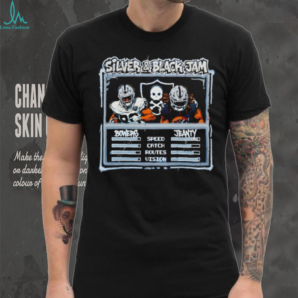 Silver & Black Jam Bowers and Jeanty Football Player Stats T Shirt