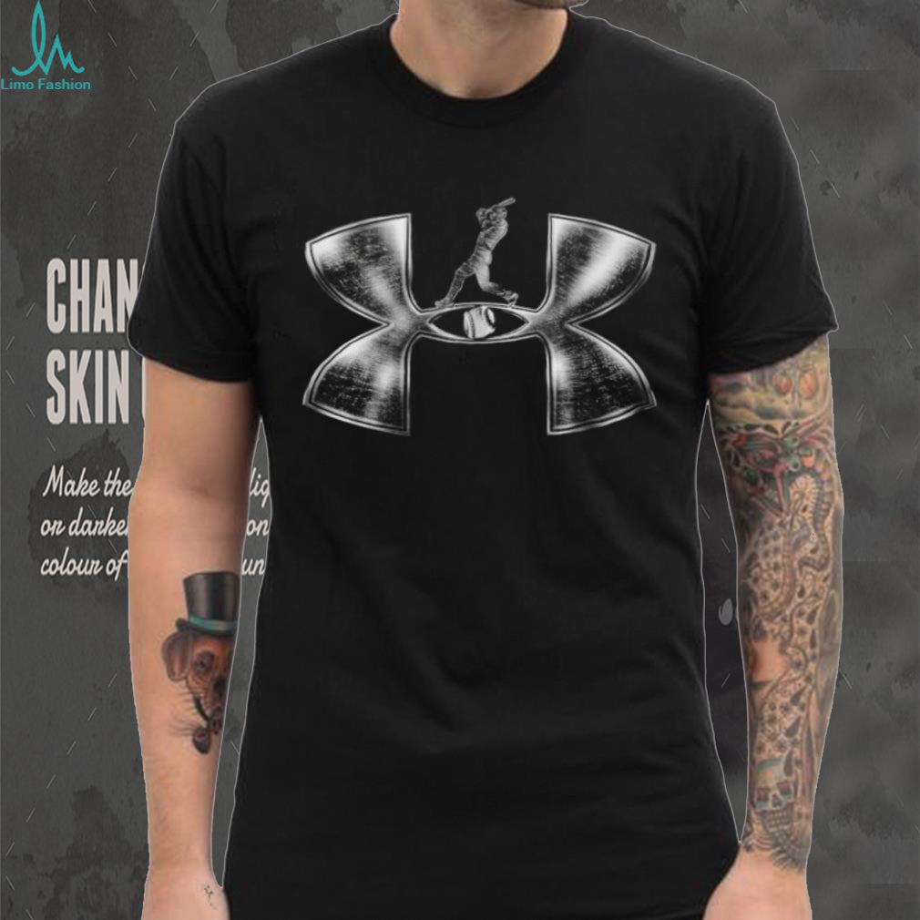Silver Metallic Baseball Batter Sports Logo Graphic T Shirt