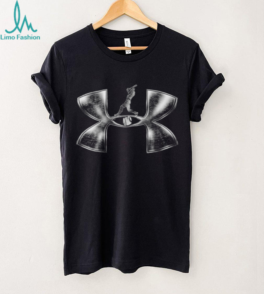 Silver Metallic Baseball Batter Sports Logo Graphic T Shirt