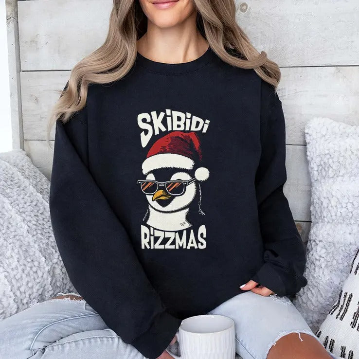Skibidi Rizzmas Gen Alpha Slang Christmas Penguin T Shirt