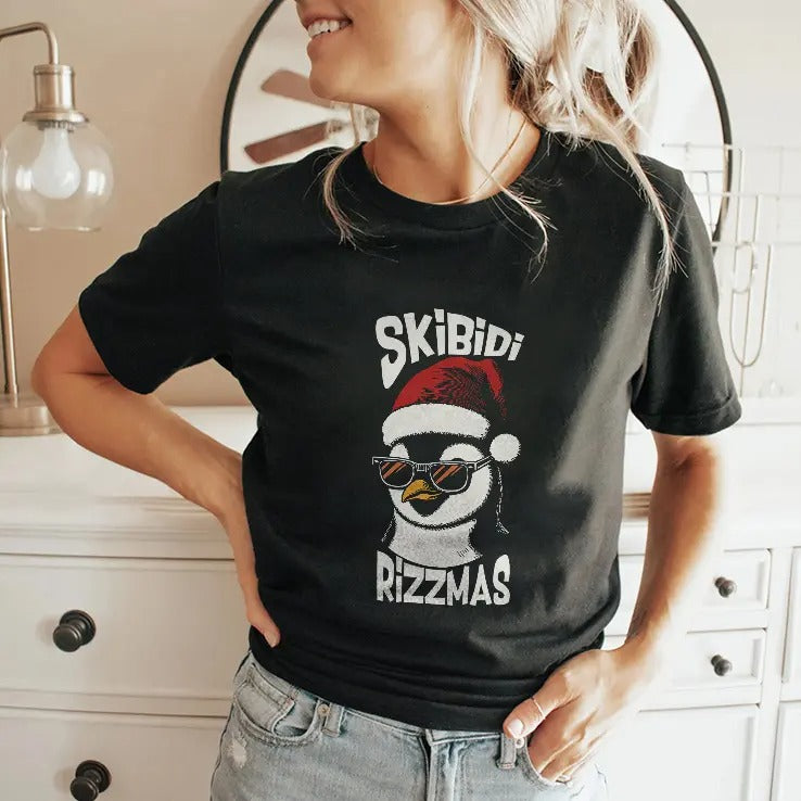 Skibidi Rizzmas Gen Alpha Slang Christmas Penguin T Shirt