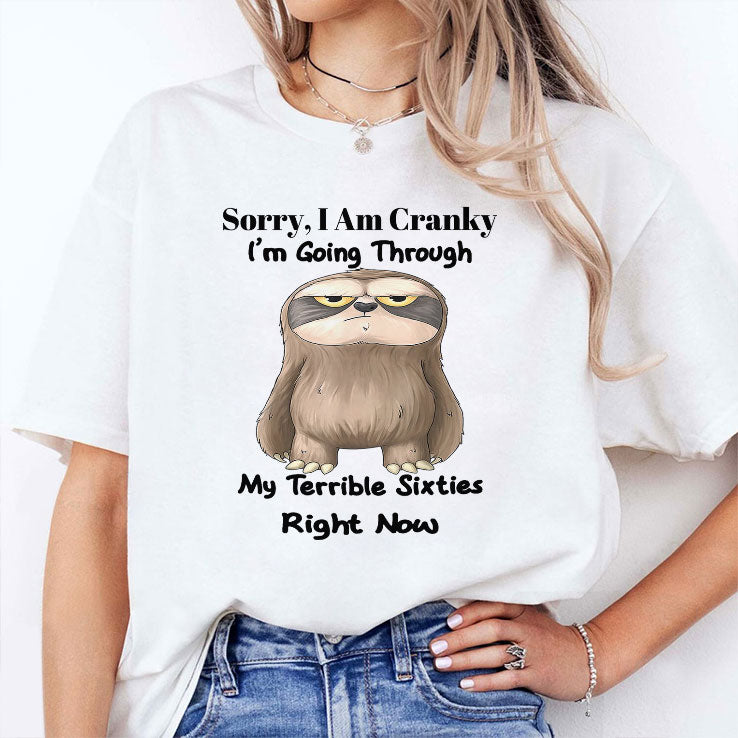 Sloth Sorry I Am Cranky I’m Going Through My Terrible Sixties Right Now Shirt
