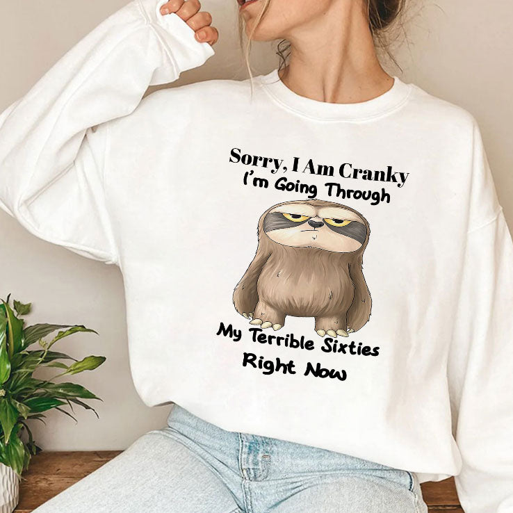 Sloth Sorry I Am Cranky I’m Going Through My Terrible Sixties Right Now Shirt