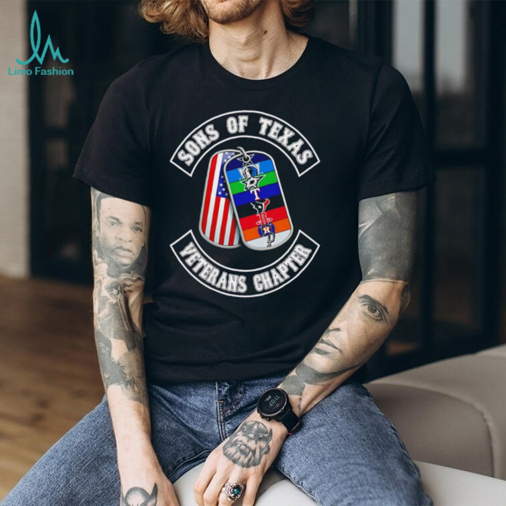 Sons Of Texas Veterans Chapter USA Flag Dog Tags T Shirt