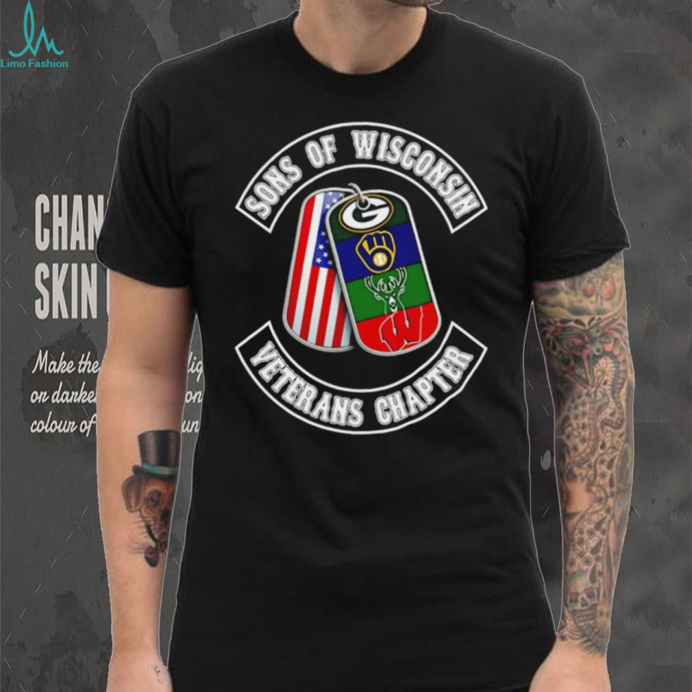 Sons Of Wisconsin Veterans Chapter USA Flag Dog Tags T Shirt