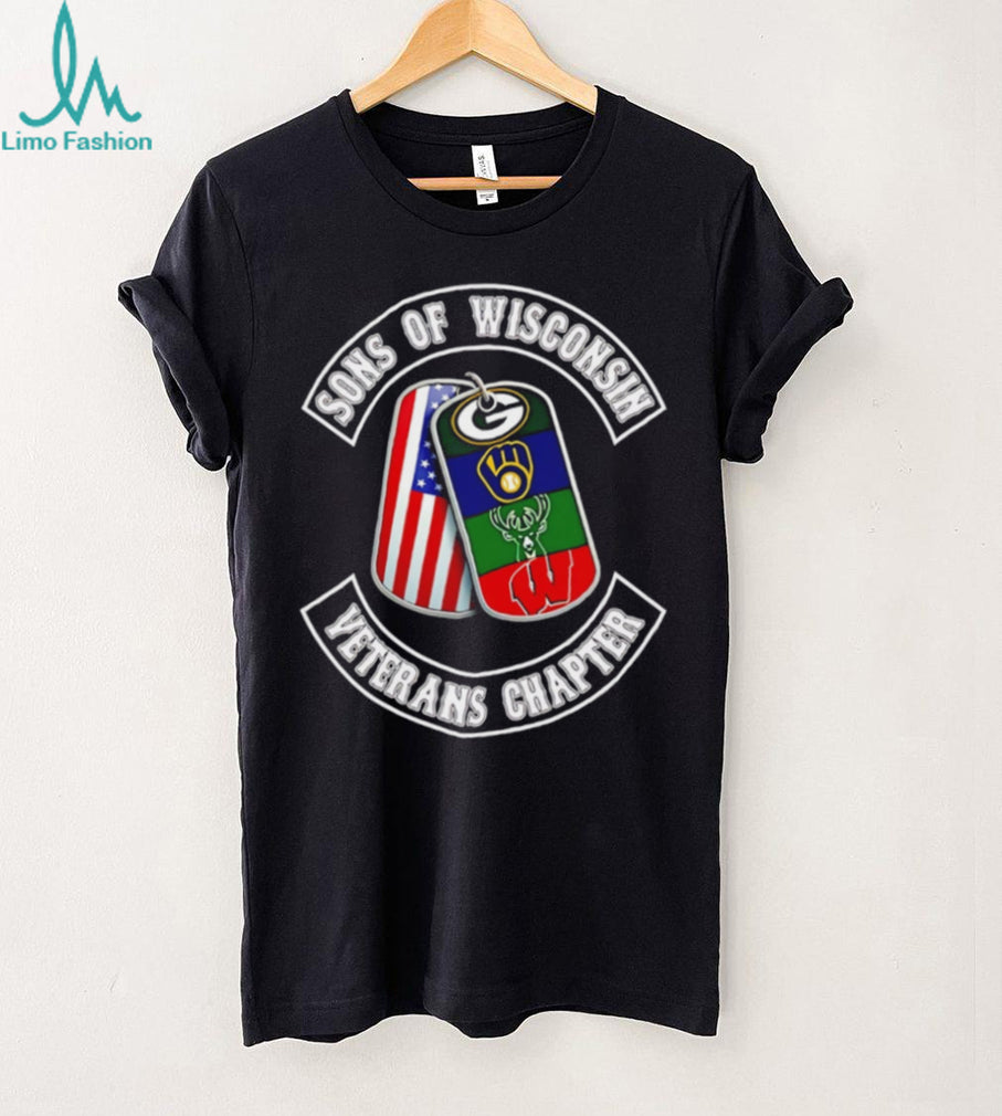 Sons Of Wisconsin Veterans Chapter USA Flag Dog Tags T Shirt