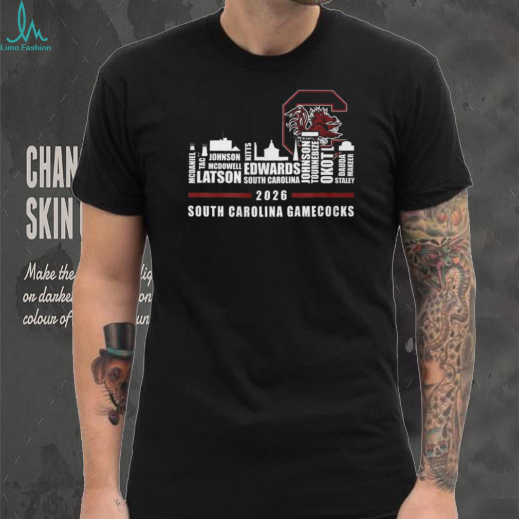 South Carolina Gamecocks 2026 Skyline Player Names Roster T Shirt