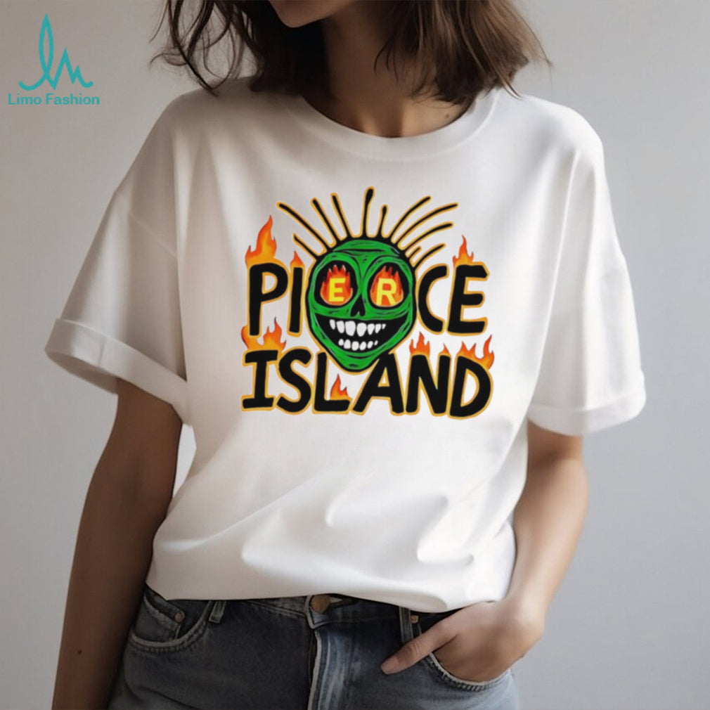 Spooky Island pierce Island green skull graphic shirt