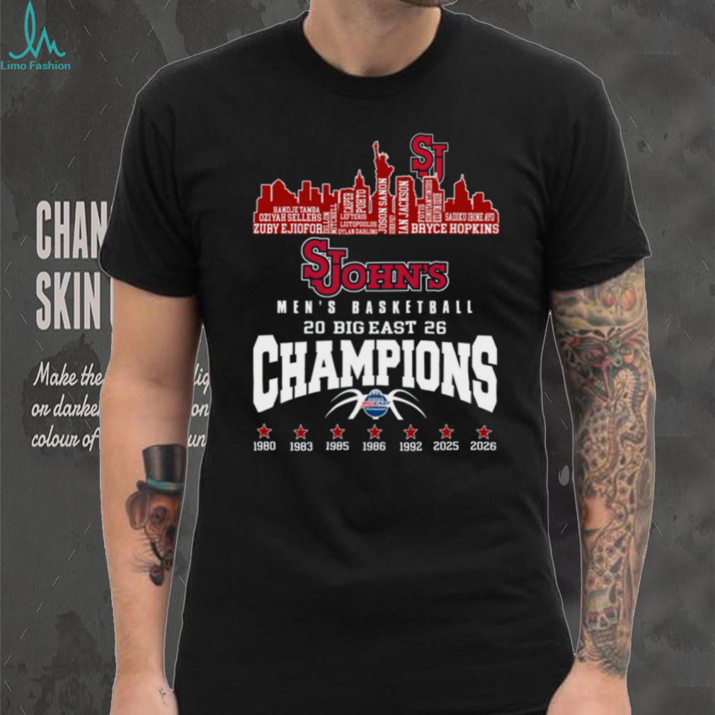 St. John’s Red Storm Men’s Basketball 2026 Big East Champions Skyline T Shirt