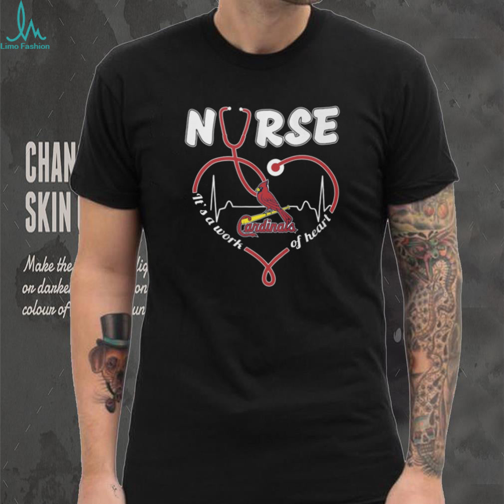 St. Louis Baseball Nurse T Shirt Red Bird Nursing Work of Heart T Shirt