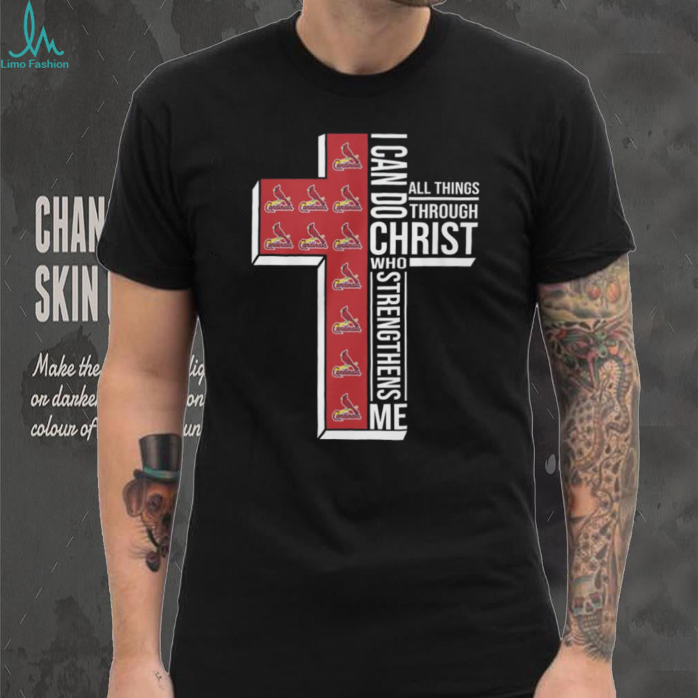 St. Louis Cardinals Baseball Cross “I Can Do All Things Through Christ” T Shirt