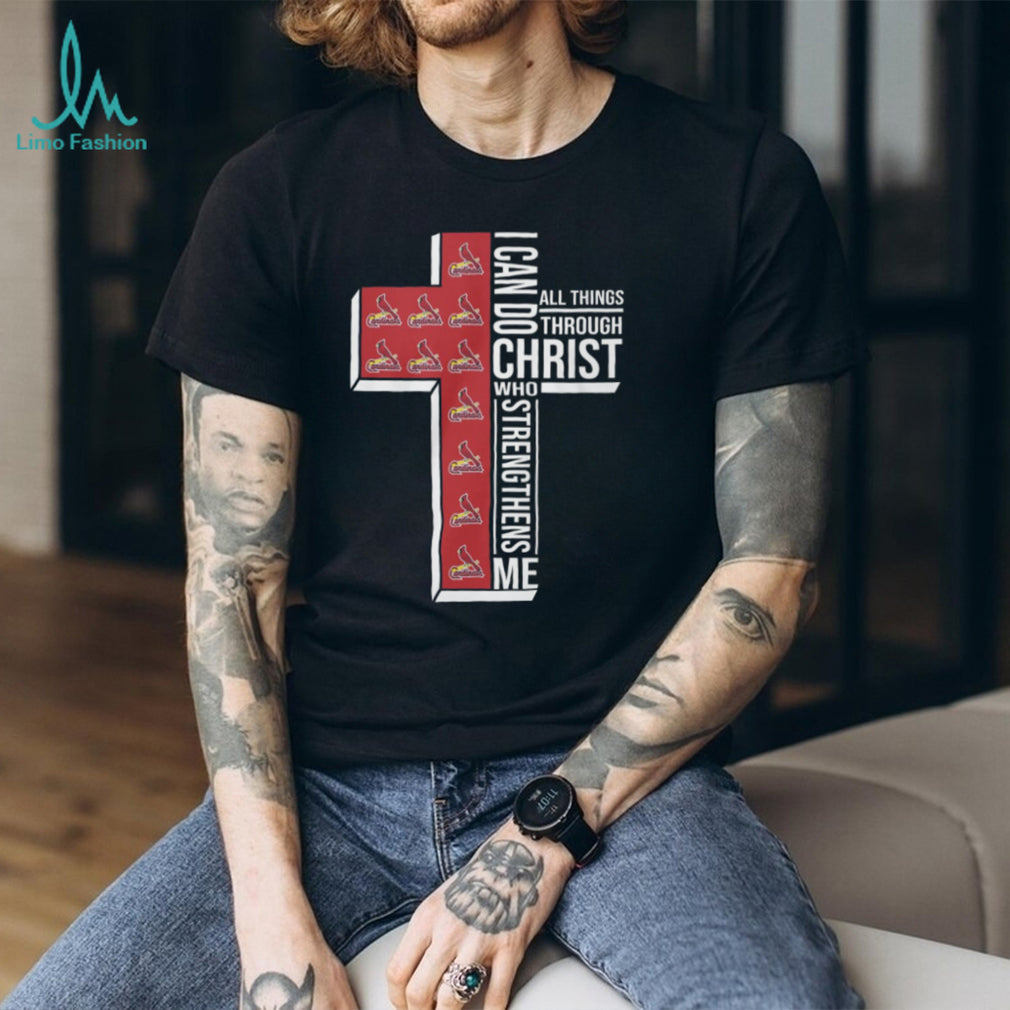 St. Louis Cardinals Baseball Cross “I Can Do All Things Through Christ” T Shirt