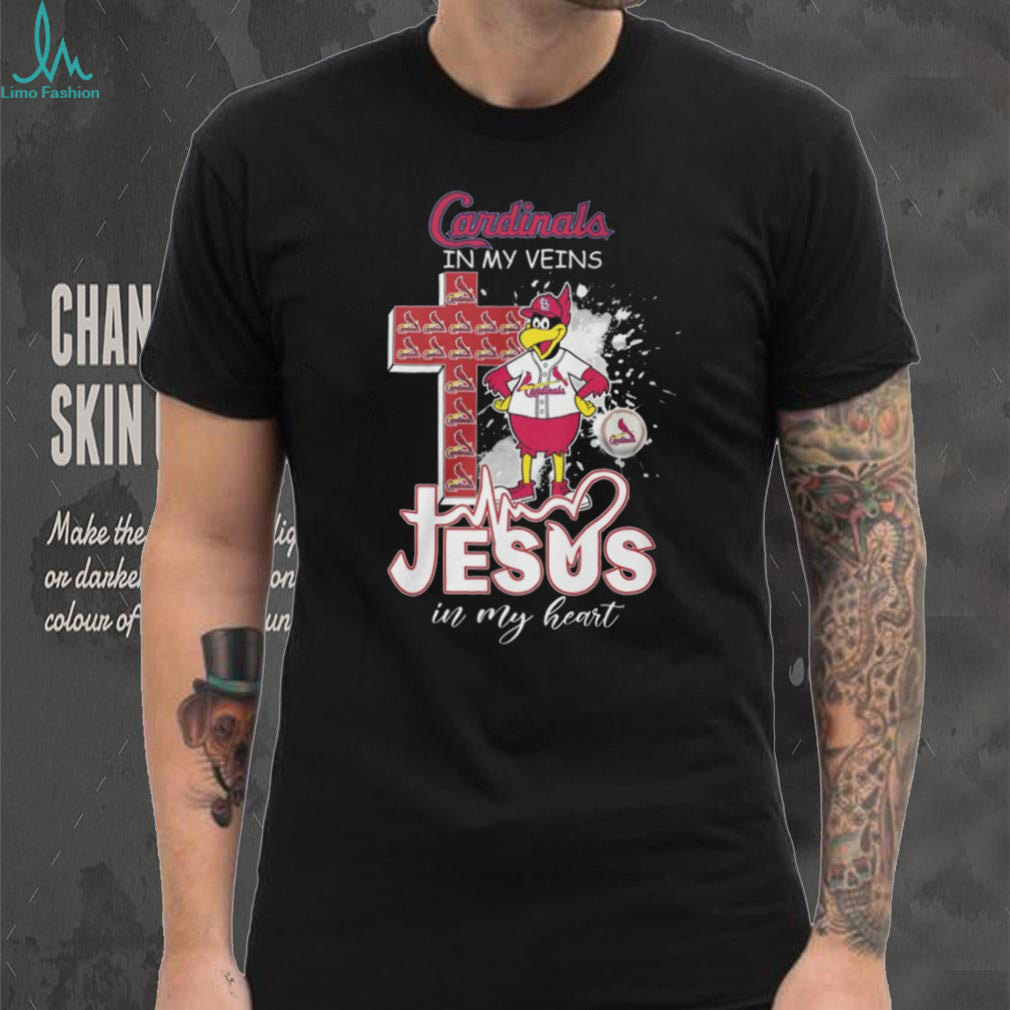 St. Louis Cardinals Christian Fan T Shirt Jesus in my Heart Cardinals in my Veins Baseball T Shirt