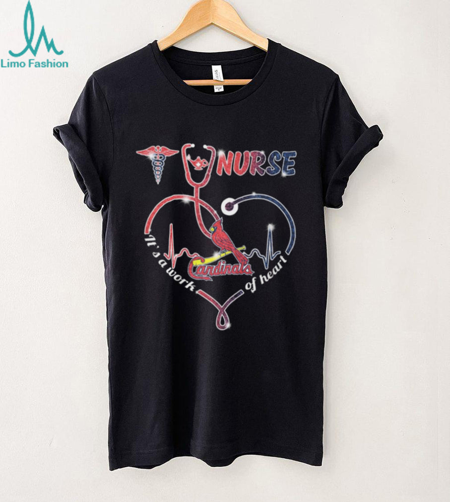 St. Louis Cardinals Nurse Heart Stethoscope Work of Heart T Shirt
