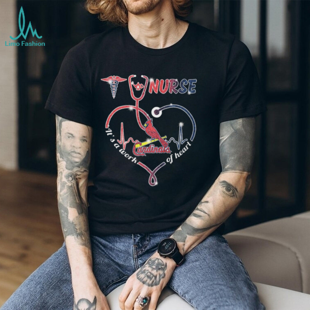 St. Louis Cardinals Nurse Heart Stethoscope Work of Heart T Shirt