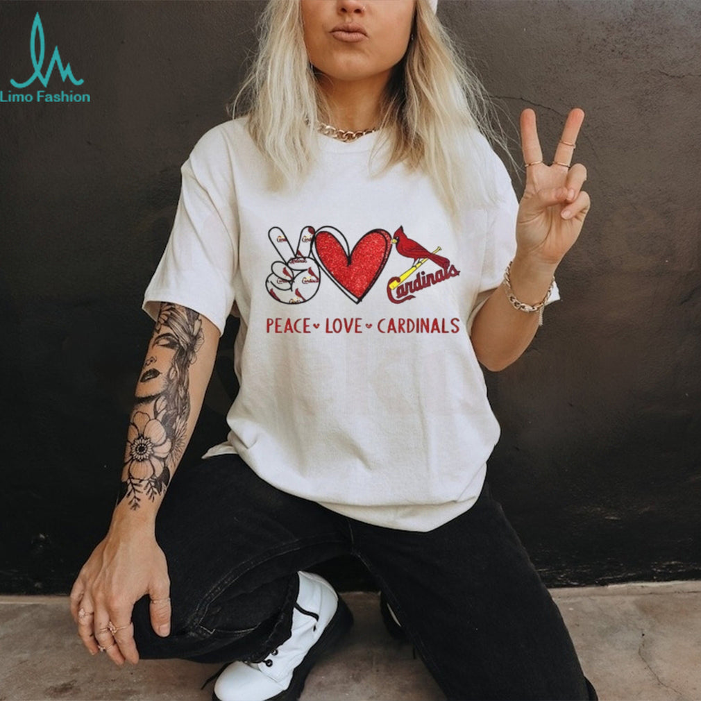 St. Louis Cardinals Peace Love Cardinals Baseball Fan T Shirt