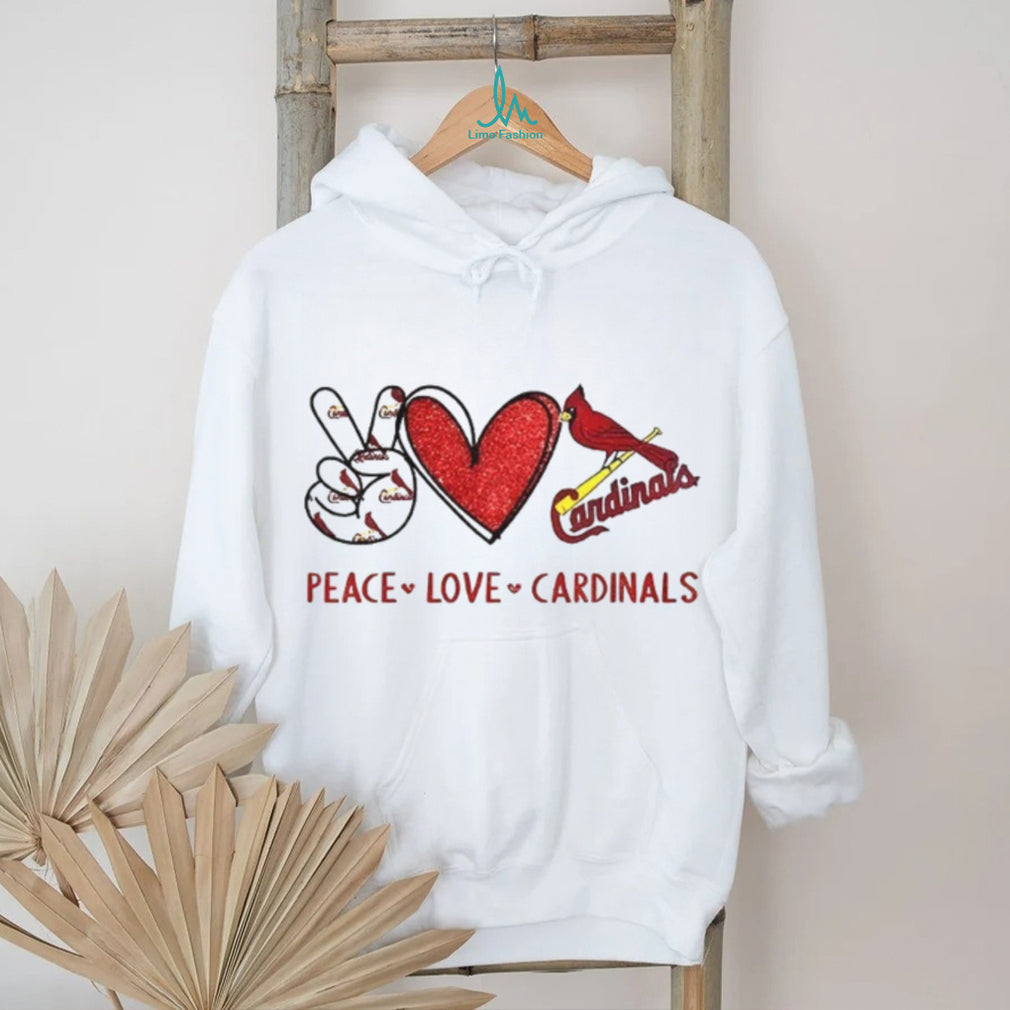 St. Louis Cardinals Peace Love Cardinals Baseball Fan T Shirt