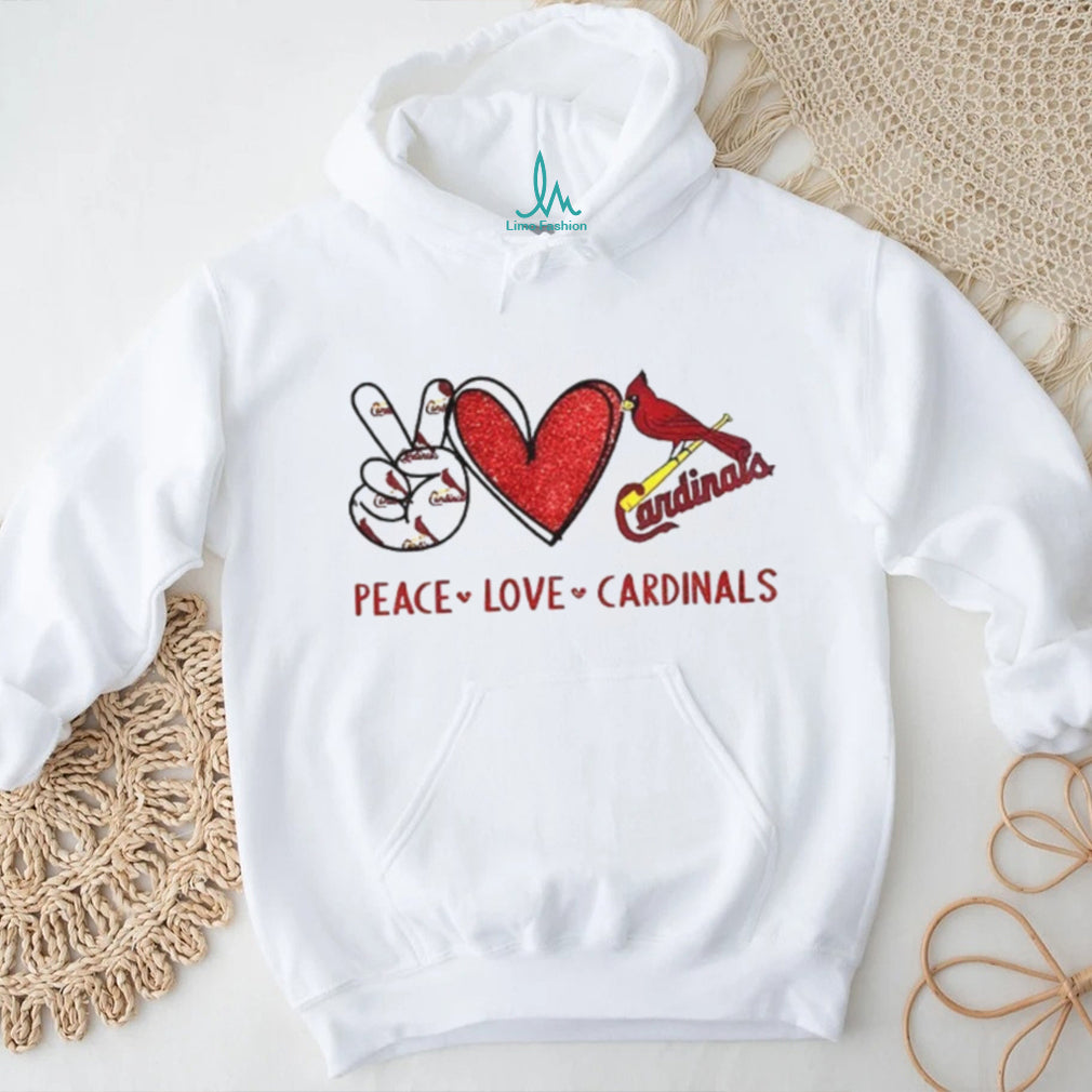 St. Louis Cardinals Peace Love Cardinals Baseball Fan T Shirt