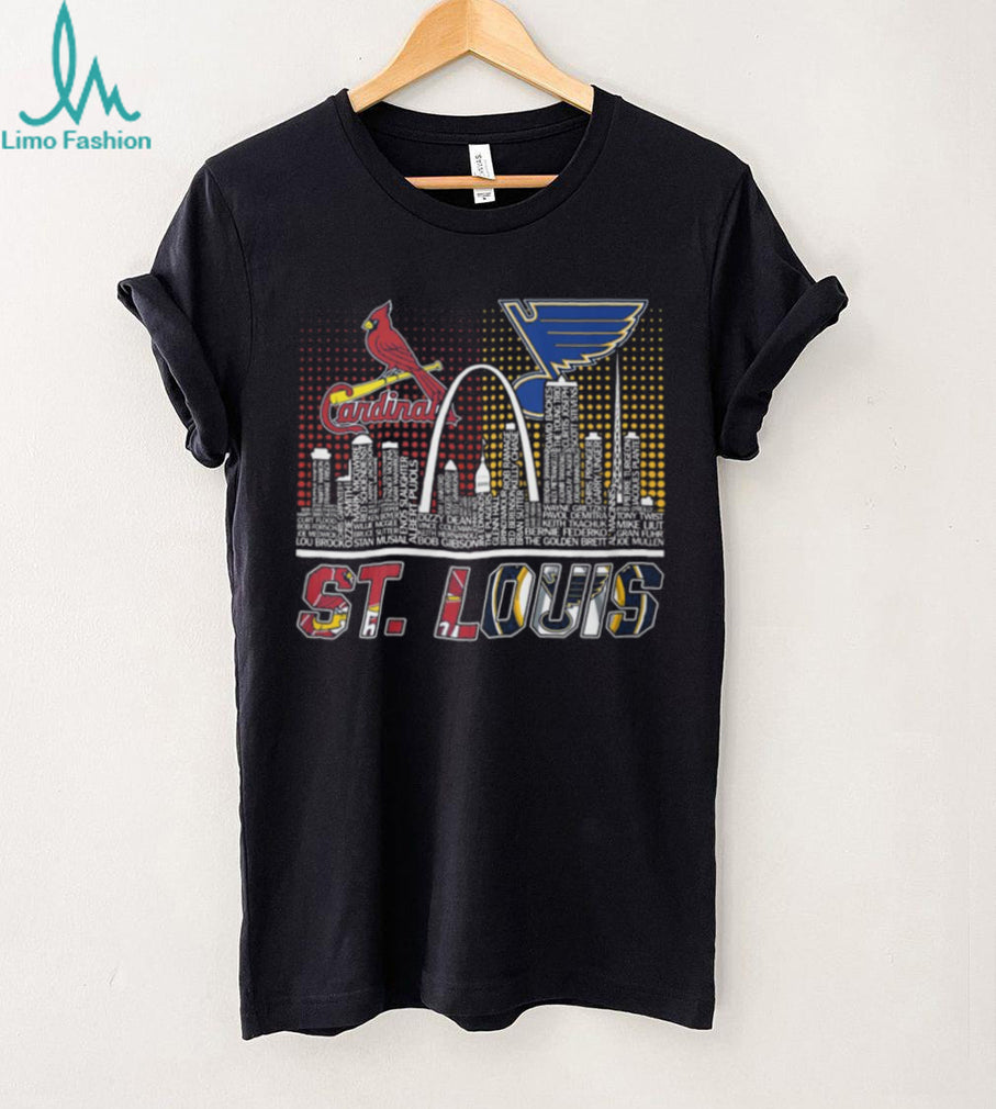 St. Louis Sports Legends Cardinals and Blues Skyline Typography T Shirt