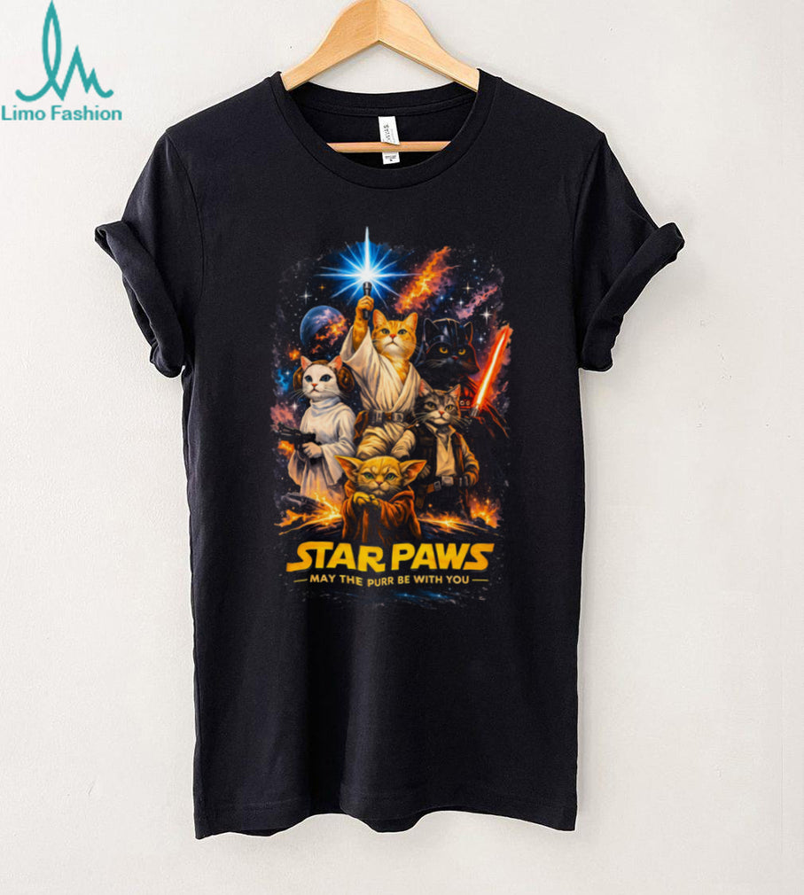 Star Paws May The Purr Be With You Funny Cat Space Movie Parody T Shirt